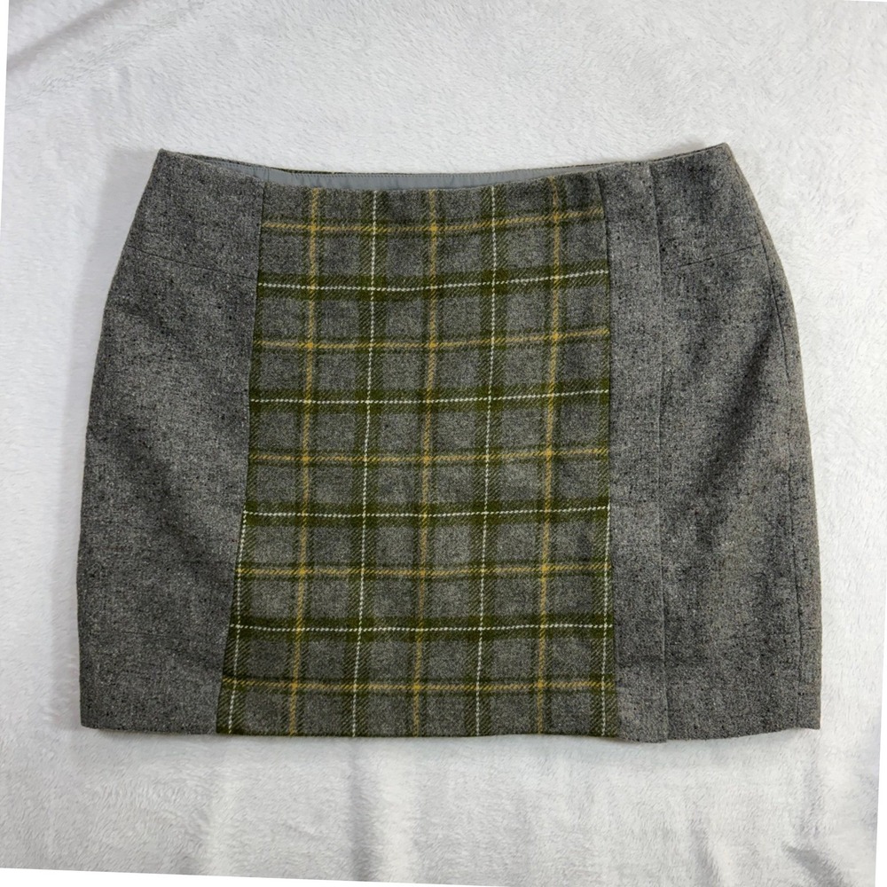 Banana Republic 14 Skirt Gray Plaid Tweed Wool Fall Academia Classic Preppy Work